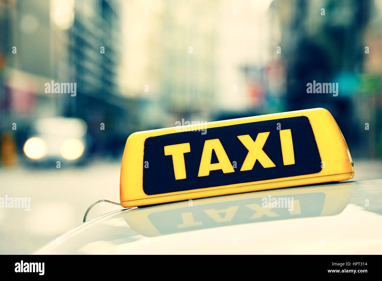 Détail de la voiture de taxi dans la rue Banque D'Images
