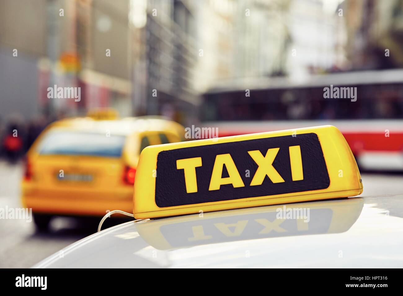 Détail de la voiture de taxi dans la rue Banque D'Images