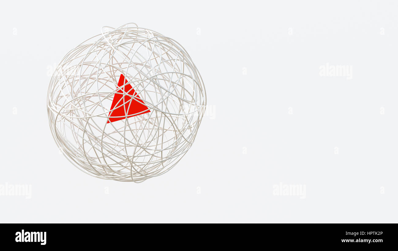 String sphère avec triangle rouge dans le centre, 3D Rendering Banque D'Images