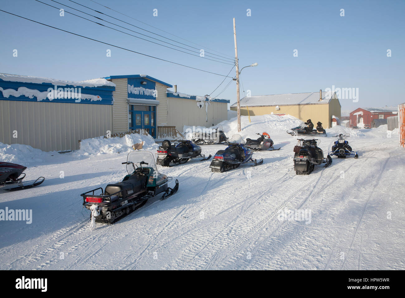 Scooter de neige au pôle nord Banque D'Images