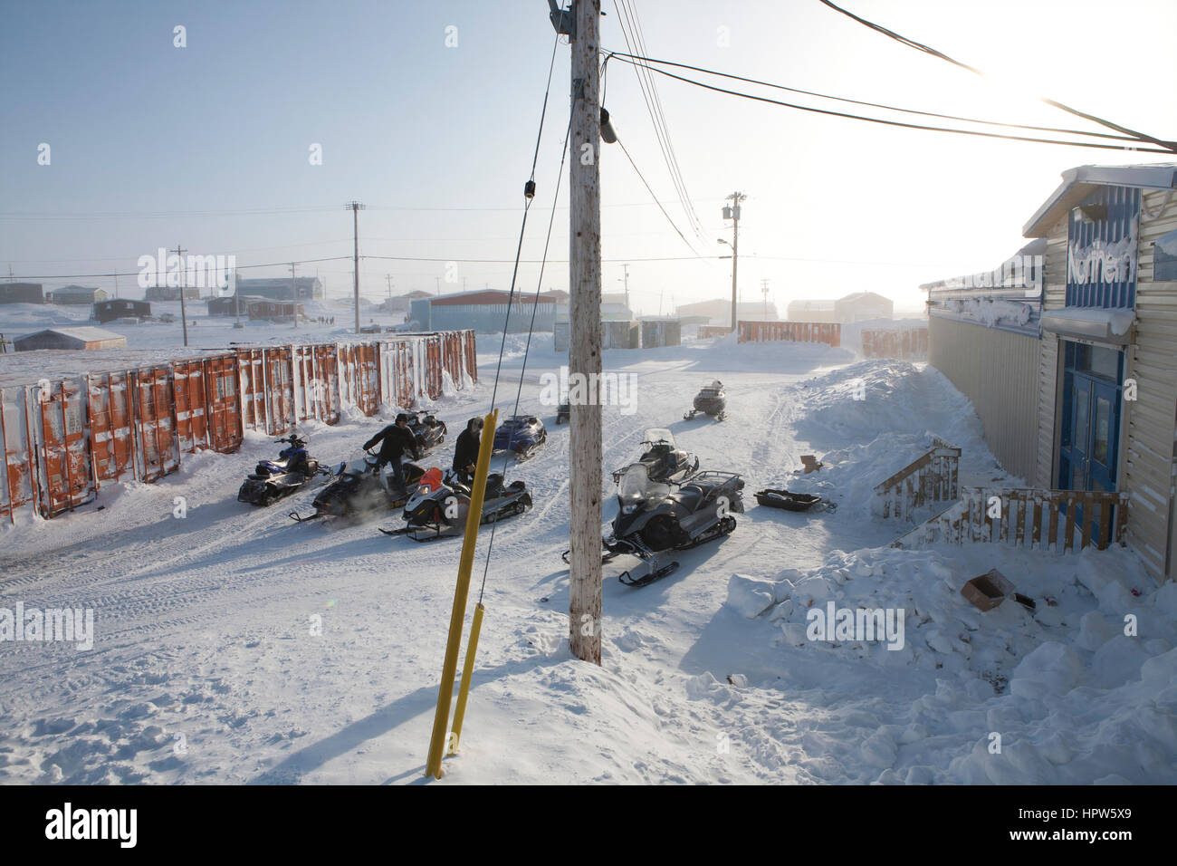 Scooter de neige au pôle nord Banque D'Images