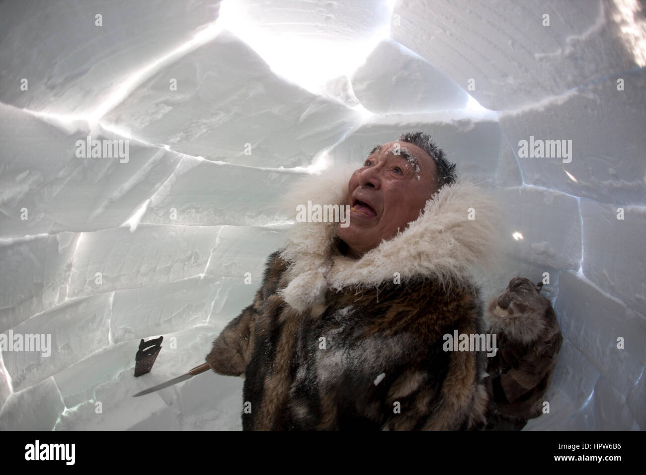 Un bâtiment iglo sur le pôle nord Banque D'Images