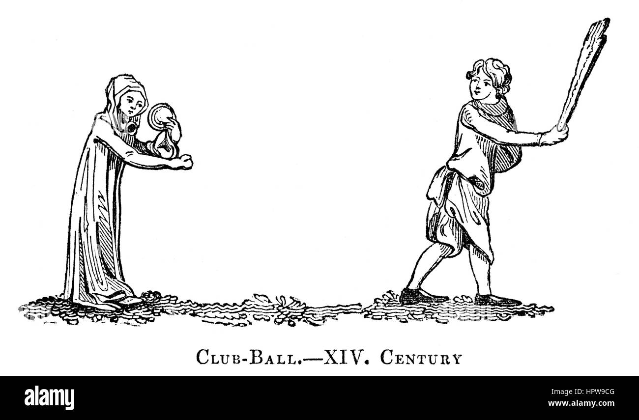 Une illustration de Ball Club au 14e siècle numérisées à haute résolution à partir d'un livre imprimé en 1831. Croyait libres de droit. Banque D'Images