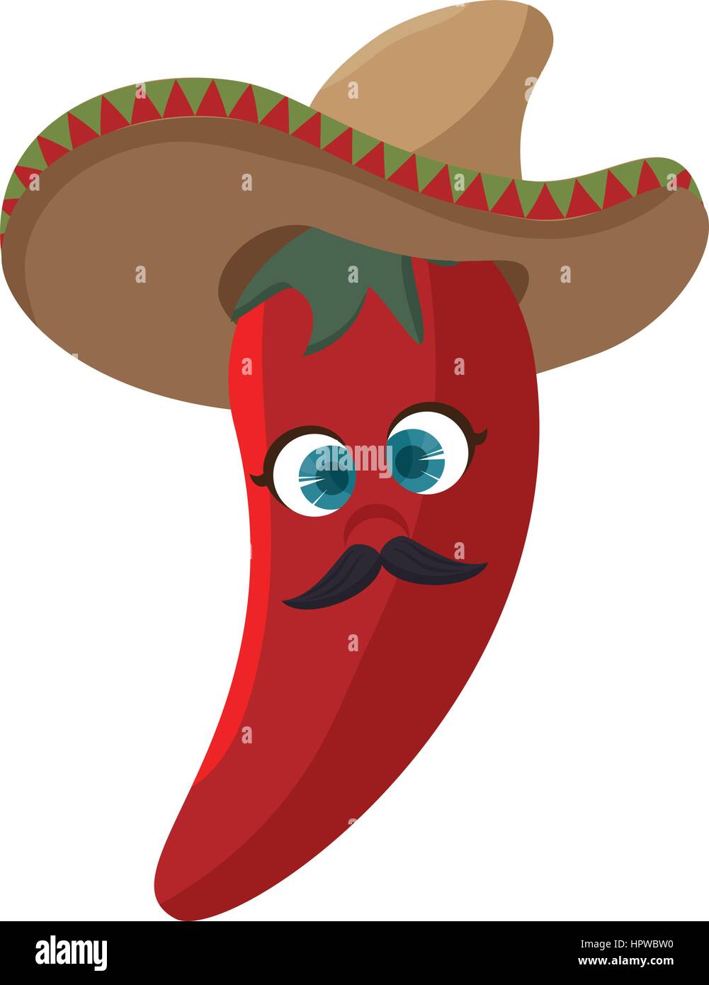 Cartoon red hot chili pepper avec Mexican Hat Illustration de Vecteur