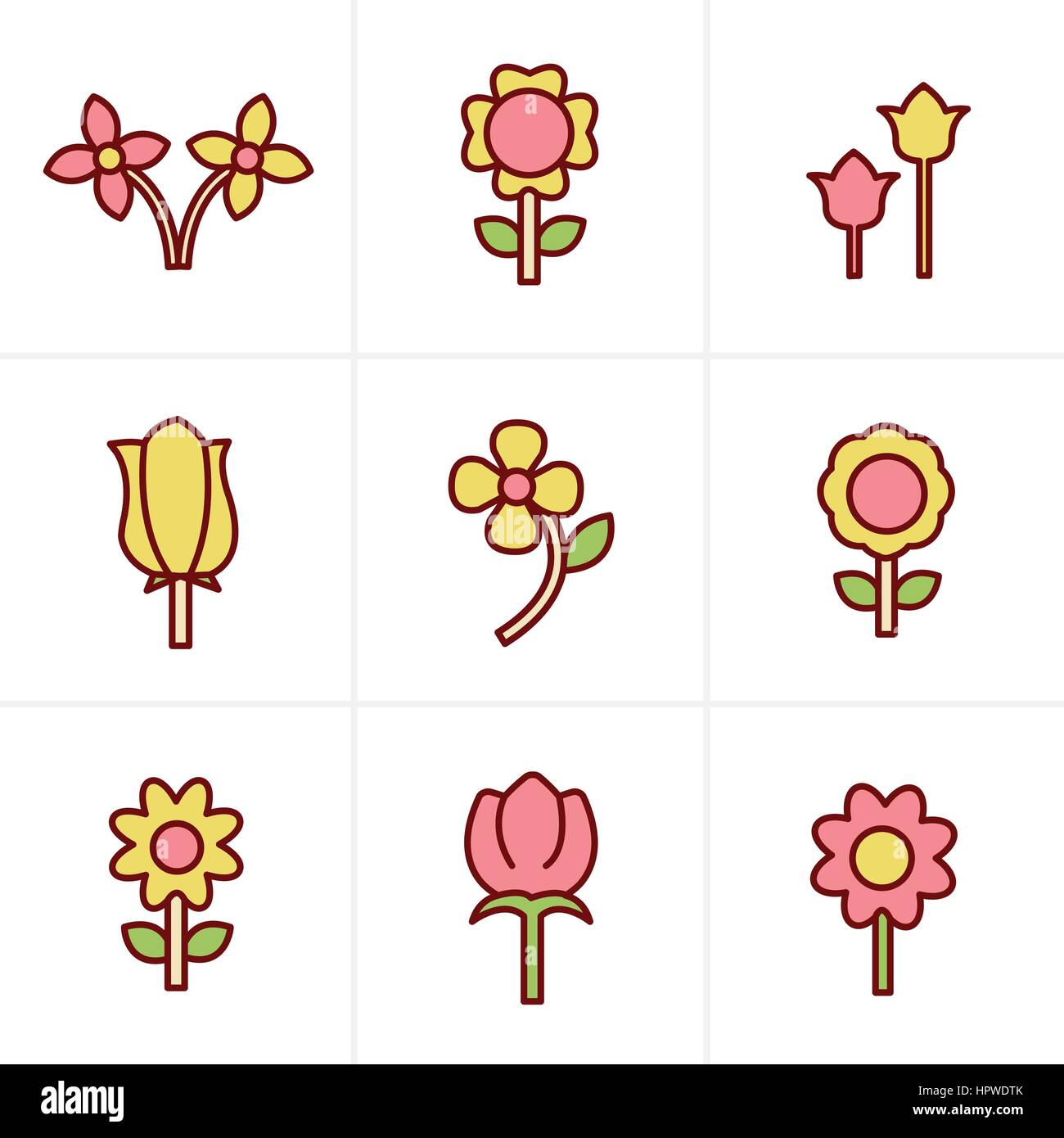 Icônes de Style Fleur Vector icon set Illustration de Vecteur