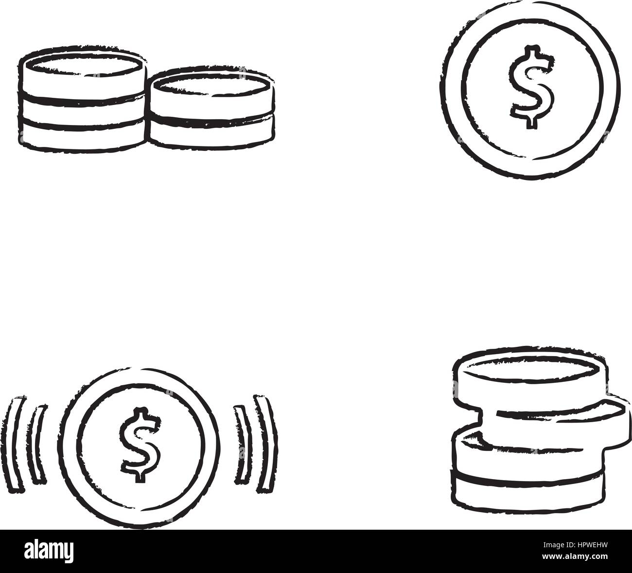 Attirer l'ensemble de pièces de monnaie Illustration de Vecteur