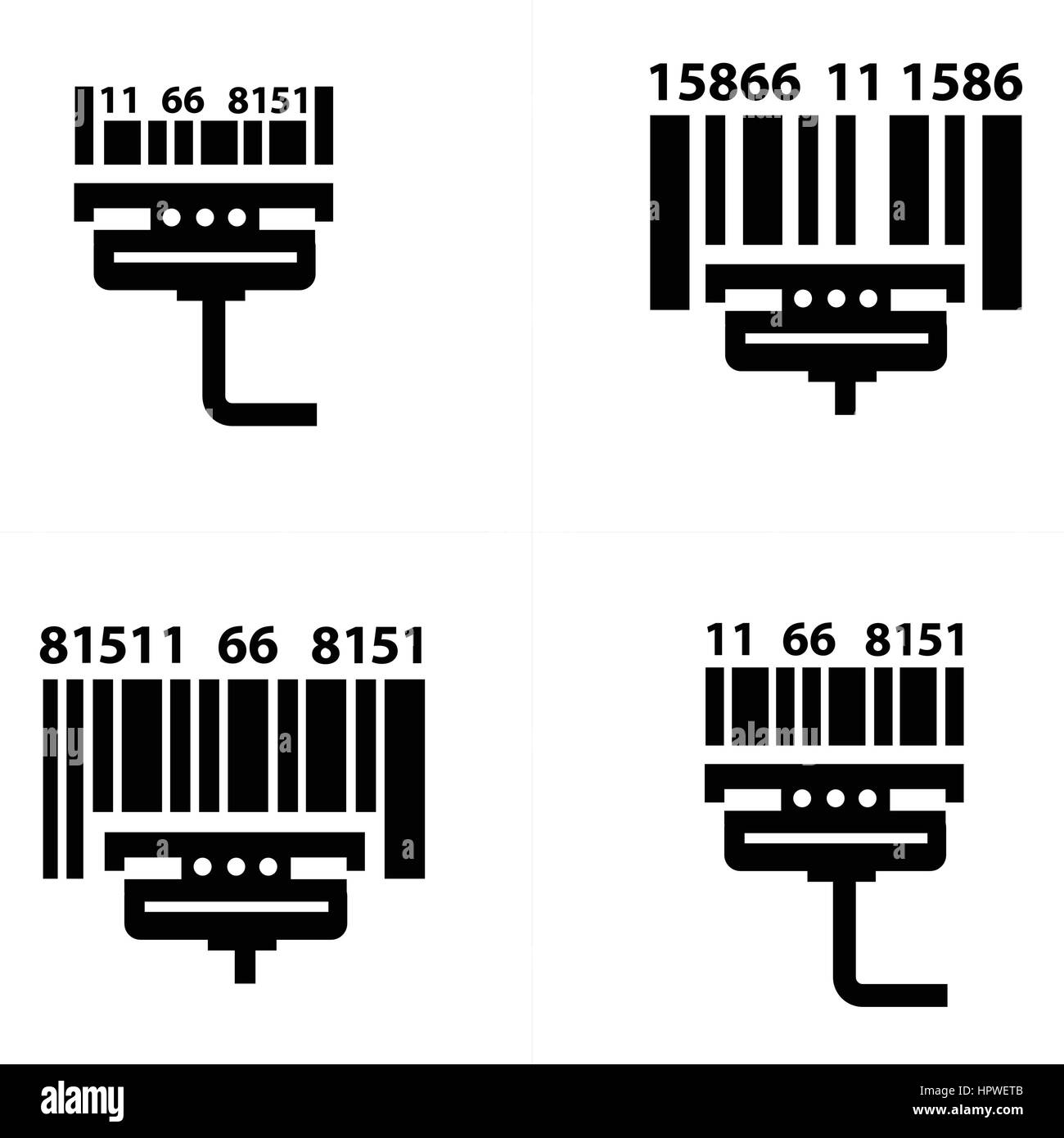 Icônes de codes à barres de numérisation Illustration de Vecteur