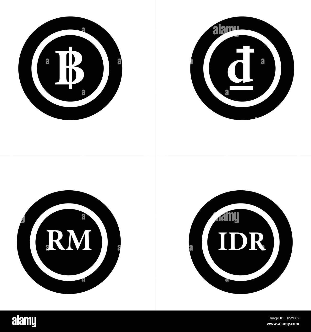Pièces de l'Asean en Thaïlande, Vietnam, Malaisie, rupiah Illustration de Vecteur