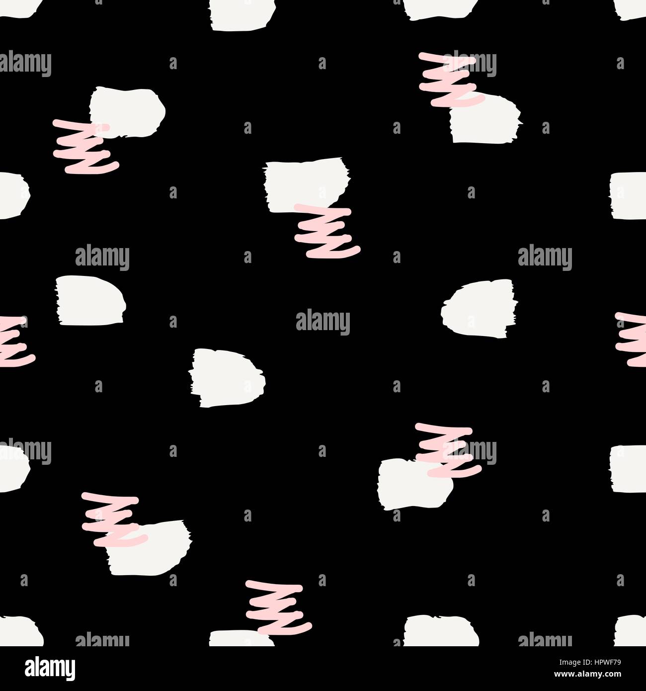 La main peinte en blanc et rose griffonnés sur un fond noir. Résumé arrière-plan transparent répétition. Illustration de Vecteur
