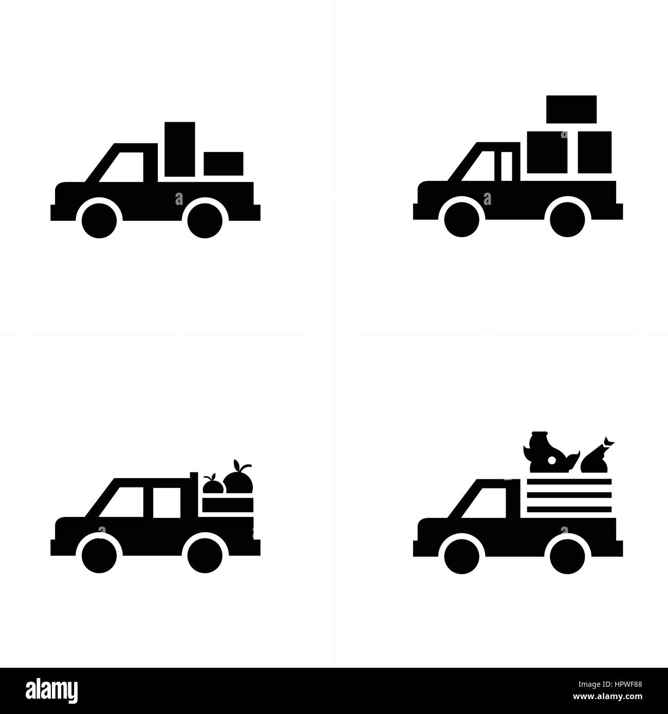Camionnette et icônes de transport Illustration de Vecteur