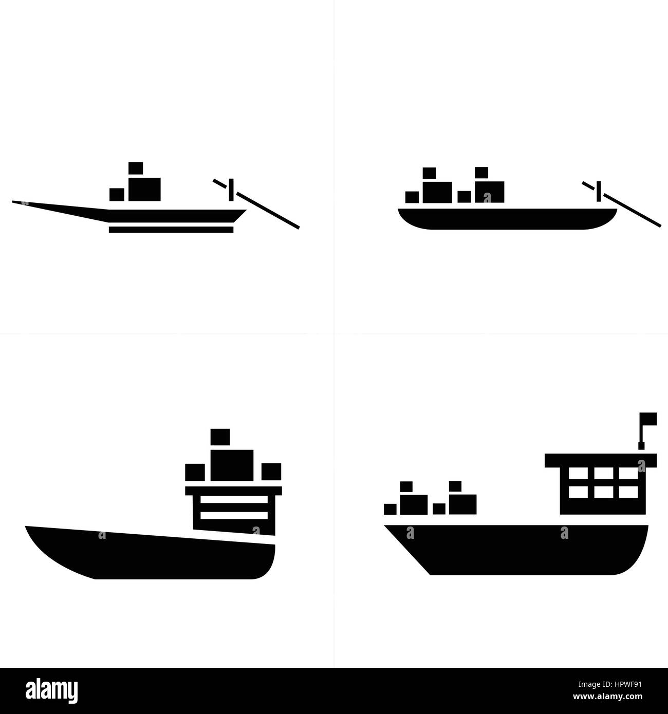 Bateau de transport et de l'icône de petit bateau Illustration de Vecteur