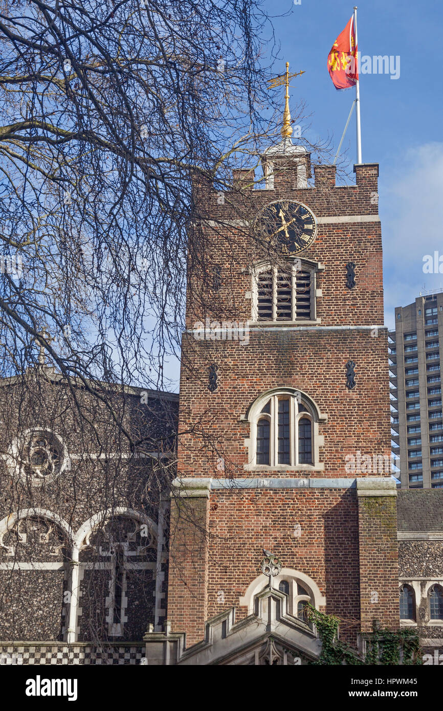 Smithfield, Londres l'extrémité ouest de St Bartholomew-the-great, West Smithfield Banque D'Images