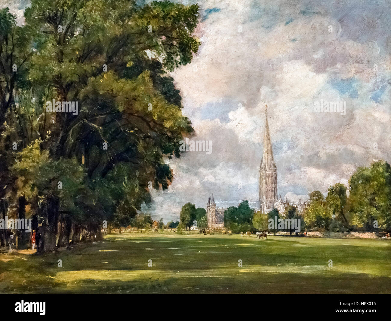 Le gendarme de la peinture. 'Salisbury Cathédrale depuis près de marais inférieur' de John Constable, huile sur toile, 1820. Banque D'Images