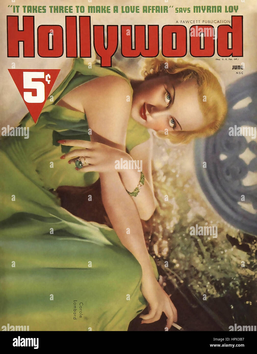 CAROLE Lombard (1908-1942) Actrice américaine sur une couverture de magazine de ventilateur sur 1940 Banque D'Images