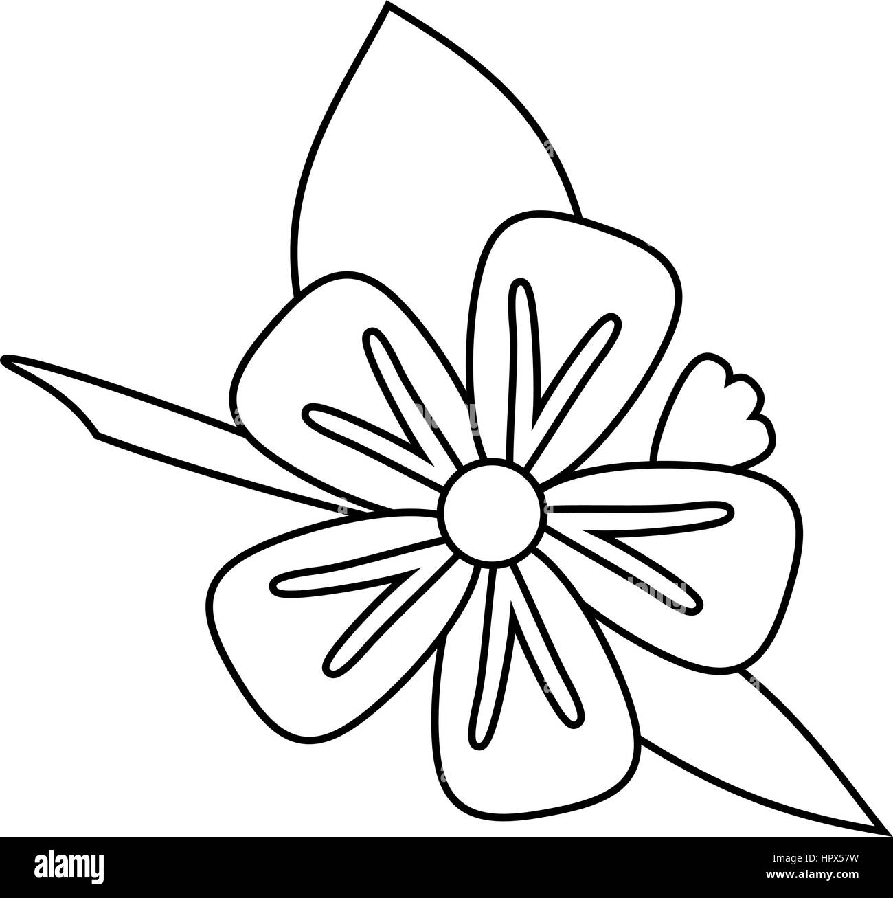 Tropical flower freesia ligne mince Illustration de Vecteur