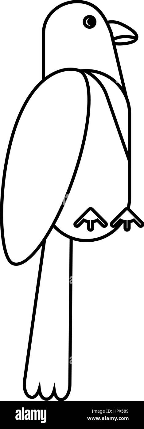 Perroquet oiseau exotique nature ligne mince Illustration de Vecteur