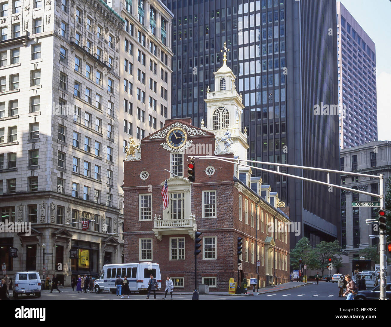 Le Old State House (1713), Washington et l'état des rues, Boston, Massachusetts, États-Unis d'Amérique Banque D'Images