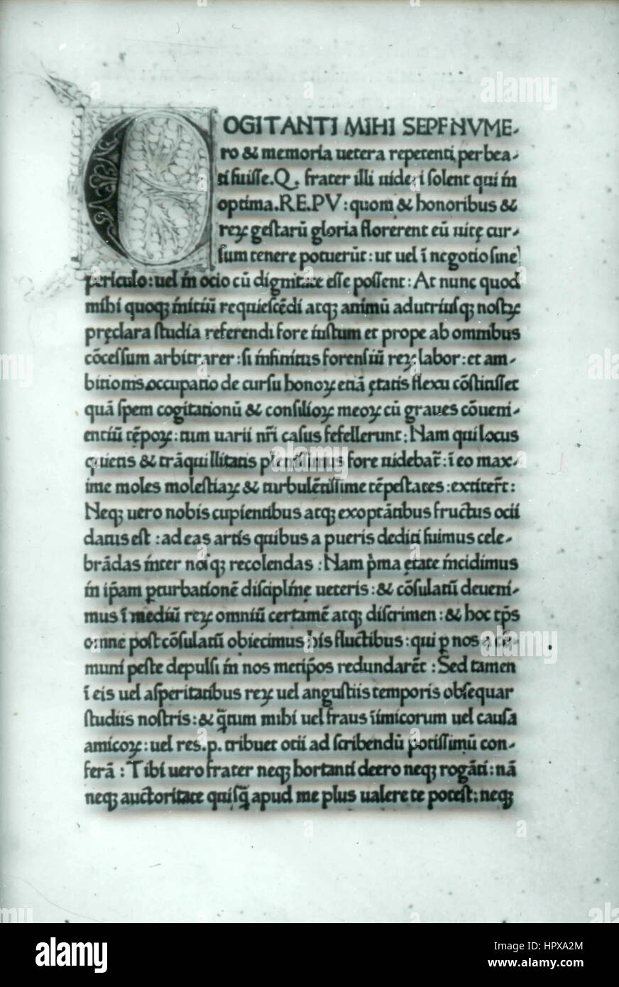La page d'un vieux livre écrit en latin, Italie Banque D'Images
