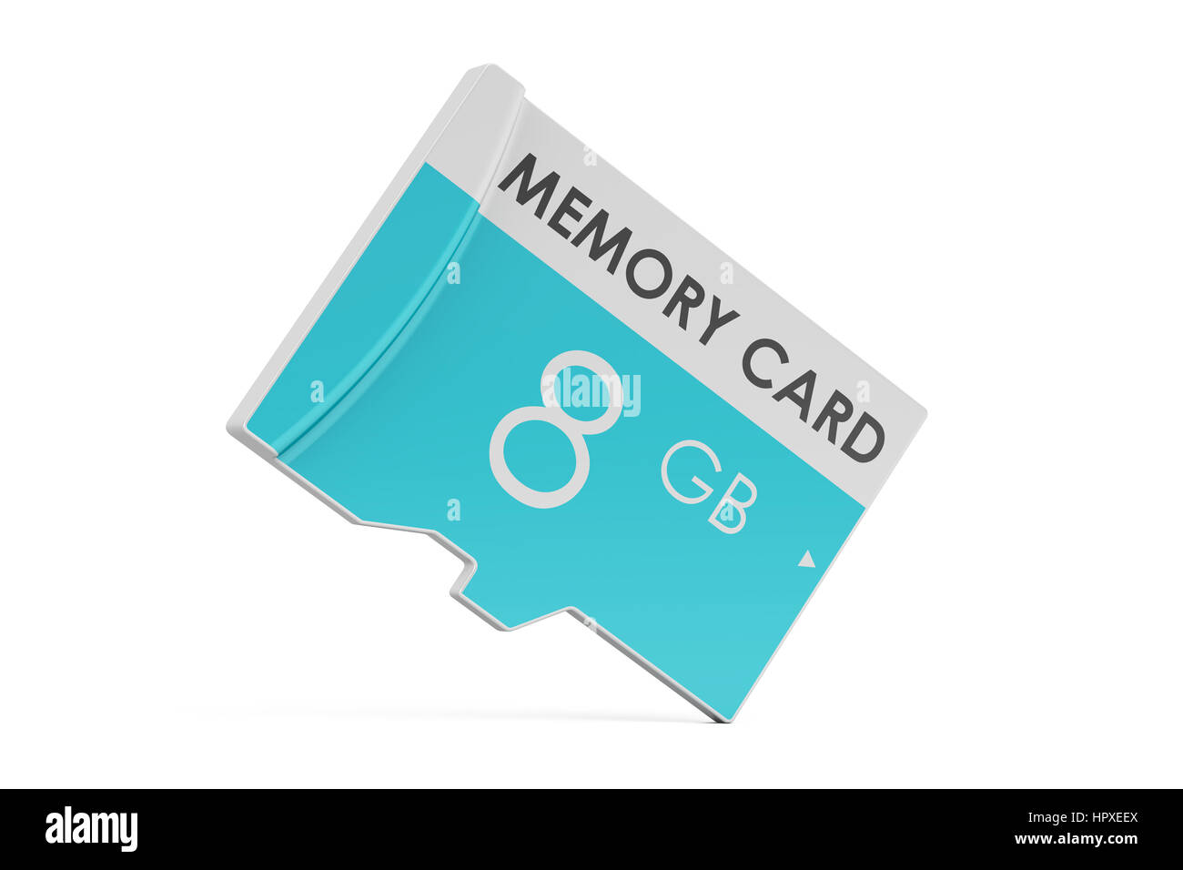 Carte mémoire 8 Go, 3D Rendering isolé sur fond blanc Banque D'Images