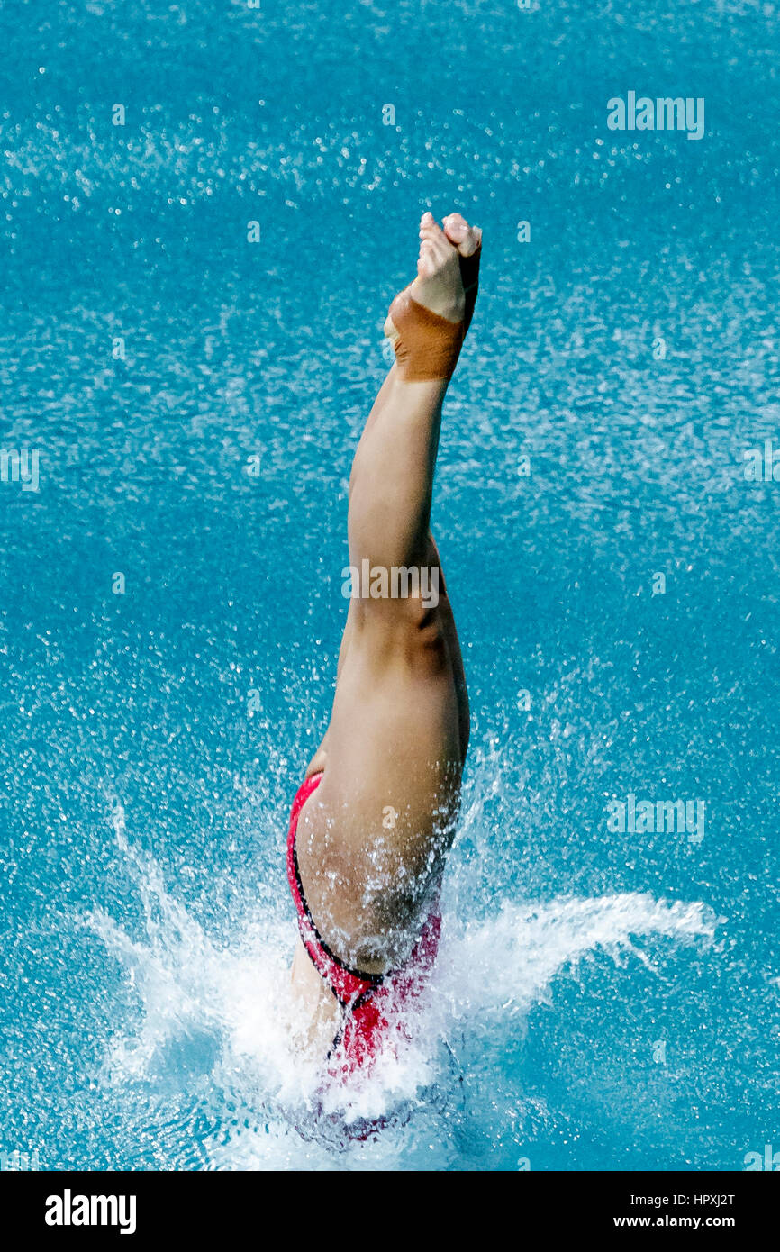 Rio de Janeiro, Brésil. 14 août 2016 Zi Il (RCS) participe à la plongée sous-marine Tremplin 3m finale aux Jeux Olympiques d'été 2016. ©PAUL J. Sutton/PCN P Banque D'Images