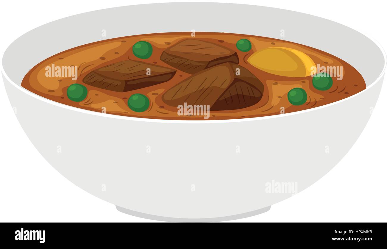 Bol de ragoût de boeuf avec légumes illustration Illustration de Vecteur