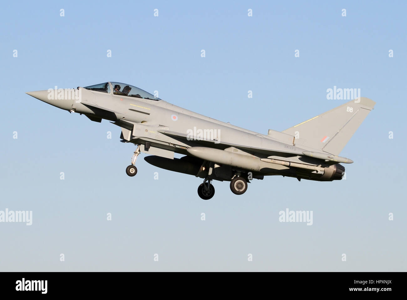 Le premier de la nouvelle tranche, trois jets Typhoon de devenir opérationnel avec la RAF et vu ici avec 29(R) Squadron. Banque D'Images