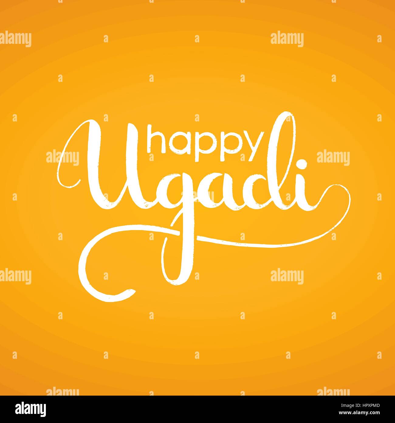 Heureux Ugadi lettrage manuscrit. Le jour de l'An du calendrier hindou. Vector hand drawn moderne pour votre conception de calligraphie Illustration de Vecteur
