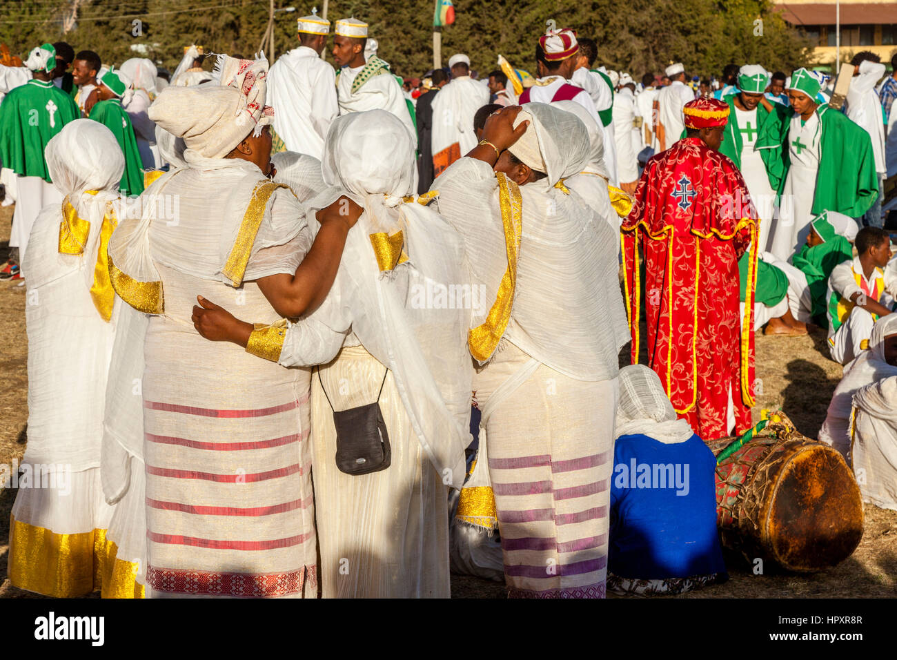 Les chrétiens éthiopiens Timkat (Epiphanie) Célébrer à la Jan Meda Terrain de sport, Addis-Abeba, Ethiopie Banque D'Images