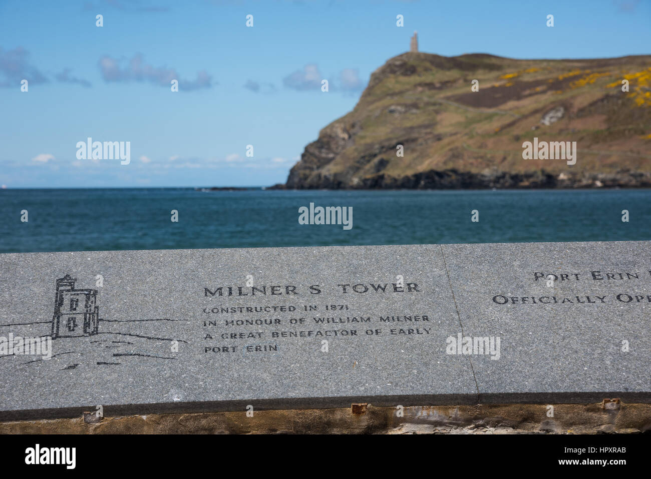 Milner's Tower, Bradda Printing Head, Port Erin (île de Man). Banque D'Images