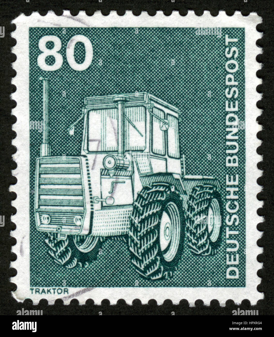 Allemagne, 1975, timbre-poste, le tracteur Banque D'Images