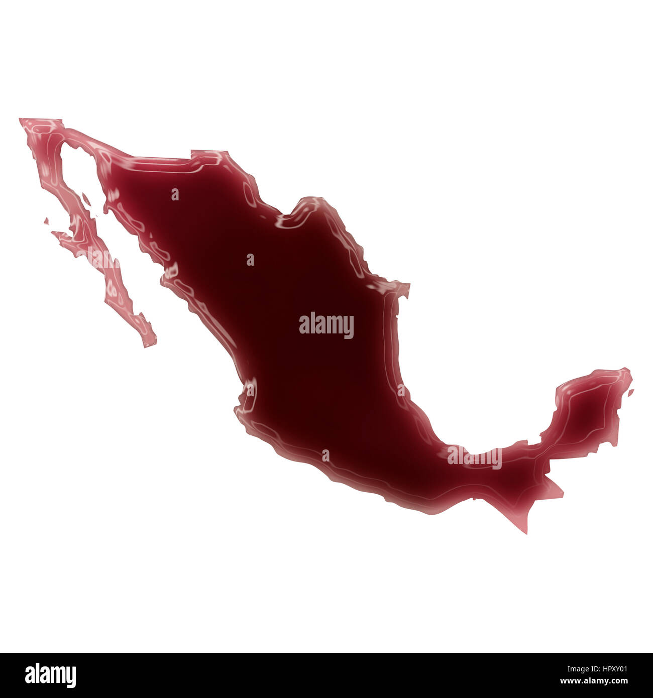 Mare de sang (ou de vin) qui ont formé la forme du Mexique. (Série) Banque D'Images