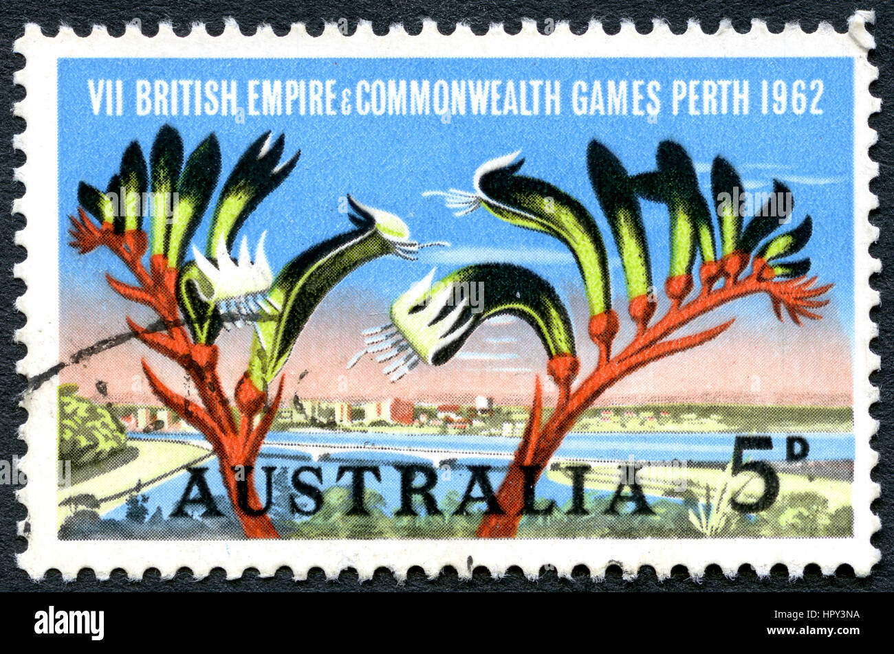 L'AUSTRALIE - circa 1962 : un timbre-poste utilisé à partir de l'Australie, celebratingbthe Empire britannique et du Commonwealth tenue à Perth, vers 1962. Banque D'Images