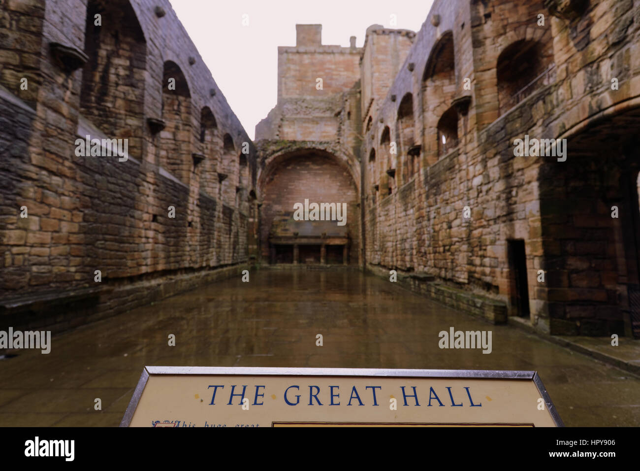 La grande salle à l'intérieur le Palais de Linlithgow le lieu de naissance de Marie, Reine des Écossais Banque D'Images