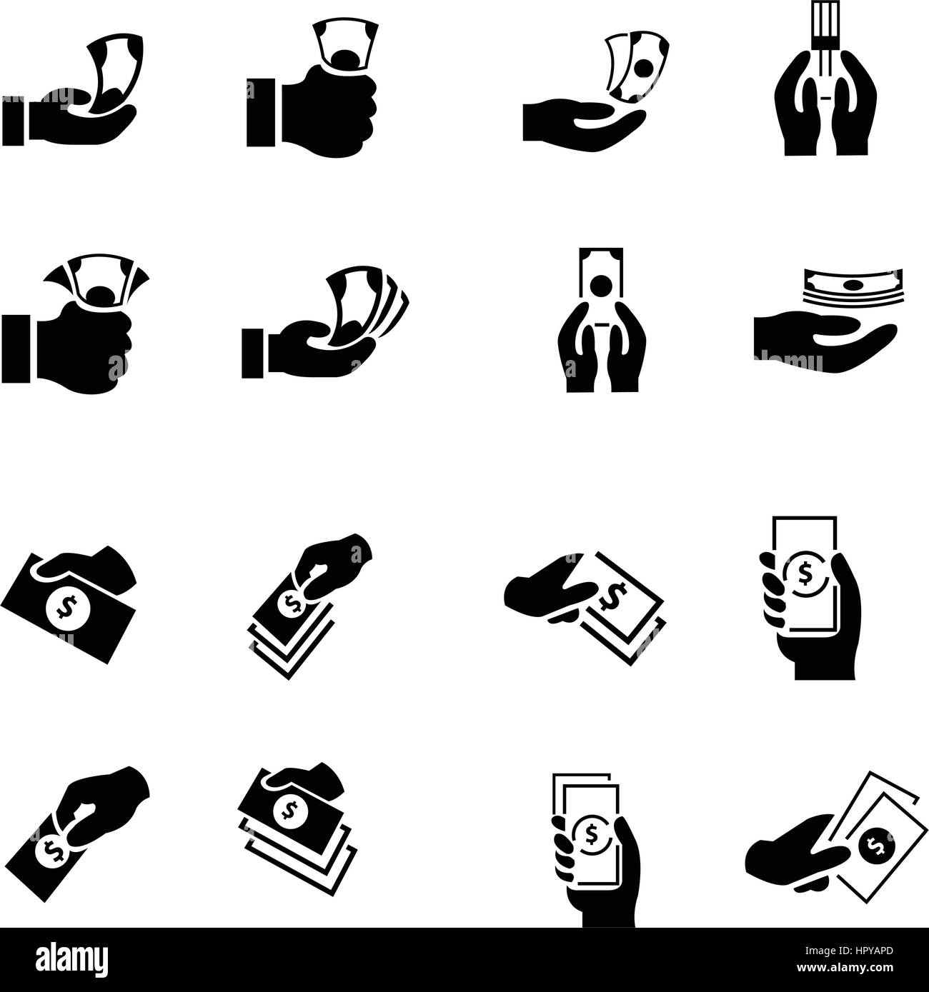 L'argent dans la main icons Illustration de Vecteur