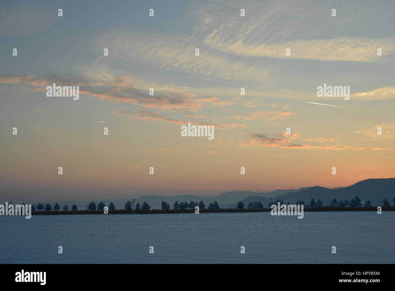 Coucher du soleil et de l'activité humaine Banque D'Images