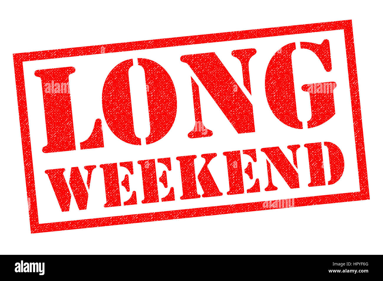 LONG WEEK-END de tampon en caoutchouc rouge sur un fond blanc. Banque D'Images