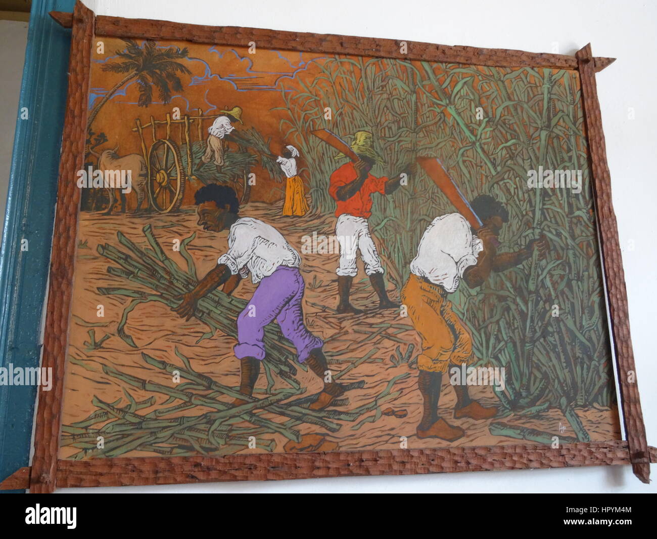 Une vieille peinture d'un groupe de plantation de canne à sucre, vallée de los Ingenios, Cuba Banque D'Images