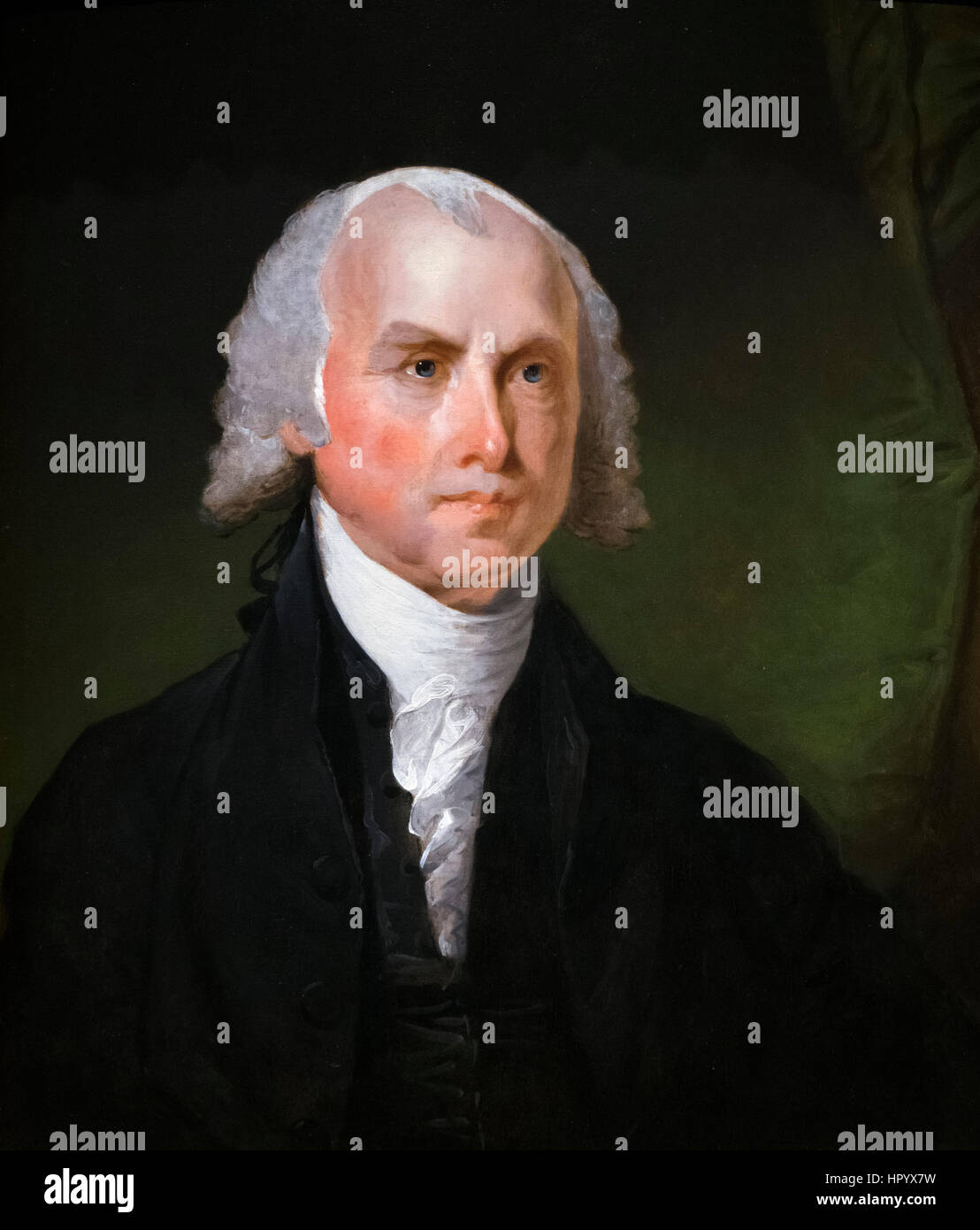 James Madison. Portrait du 4e président des États-Unis, James Madison (1751-1836) par Gilbert Stuart, huile sur bois, c.1821 Banque D'Images