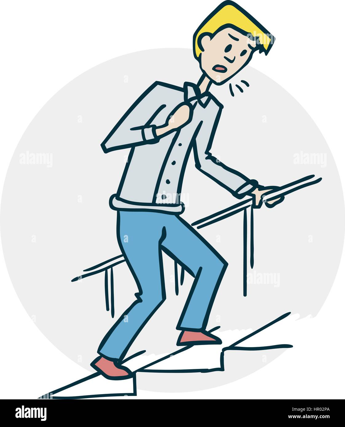 L'homme monte les escaliers Illustration de Vecteur