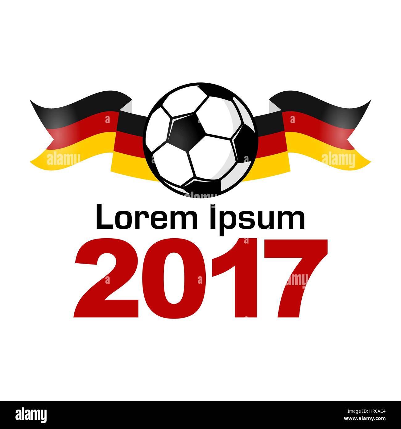Bannière web concept stylisé sur un jeu de funs et joueurs. Pour l'icône de l'emblème du championnat de football. Drapeau allemand et ballon de football. Illustration de Vecteur