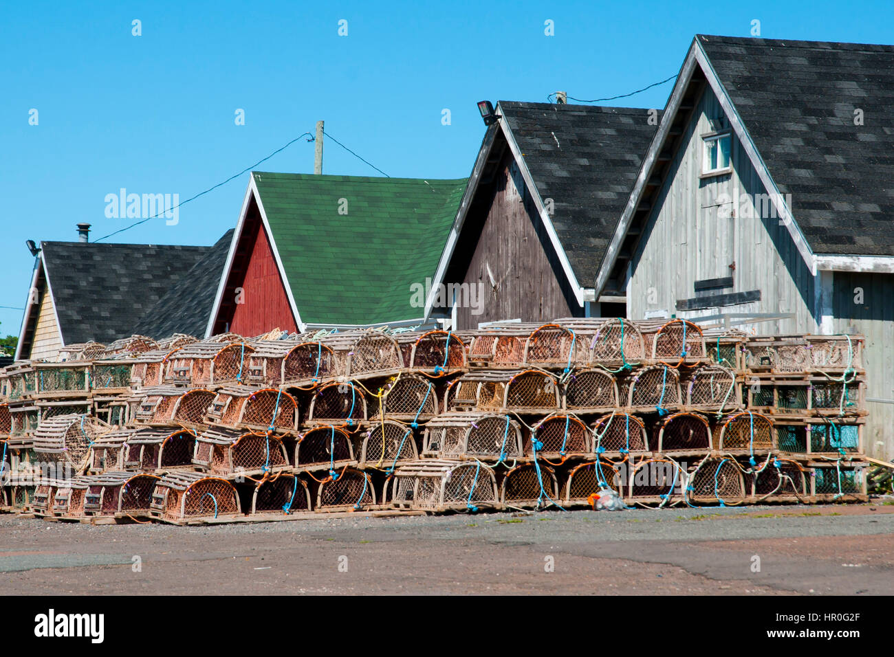 Les casiers à homards dans North Rustico - Prince Edward Island - Canada Banque D'Images