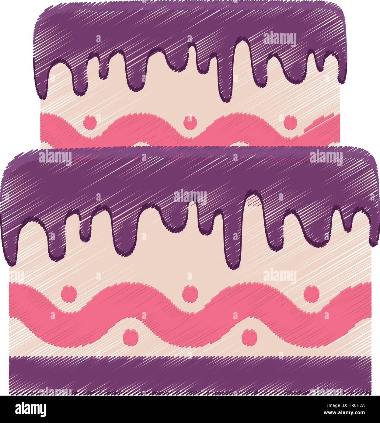 Drawing Birthday Cake Purple Cream Banque D Image Et Photos Alamy