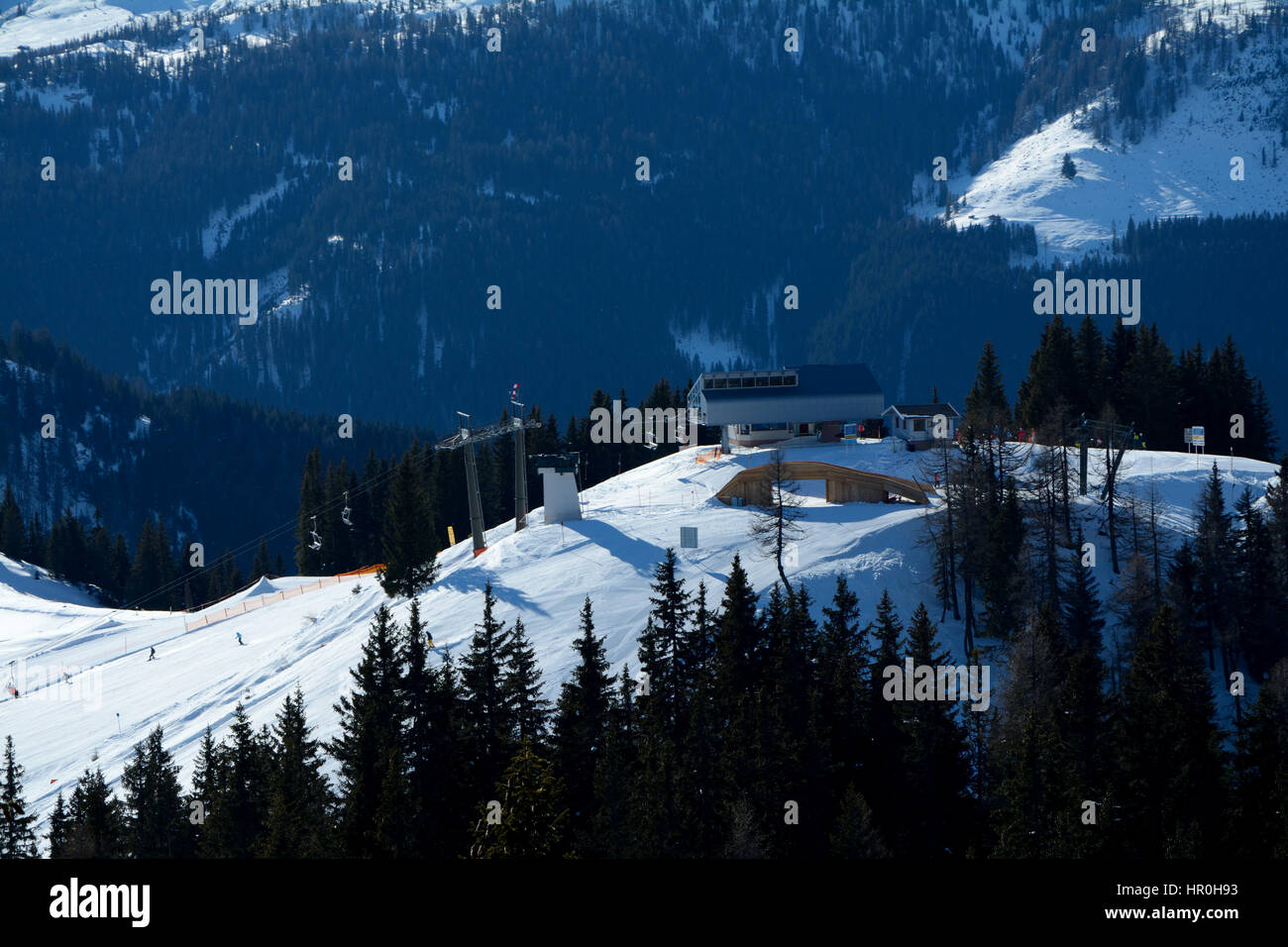 Télésiège top station à proximité Wagrain et Alpendorf dans les Alpes en Autriche Banque D'Images