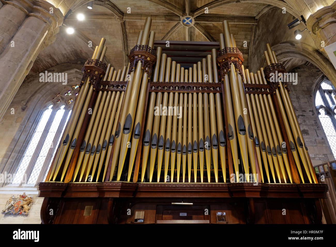 St Michael's Parish Church, Linlithgow orgue construit par Vincent Willis au début des années 1900 Banque D'Images
