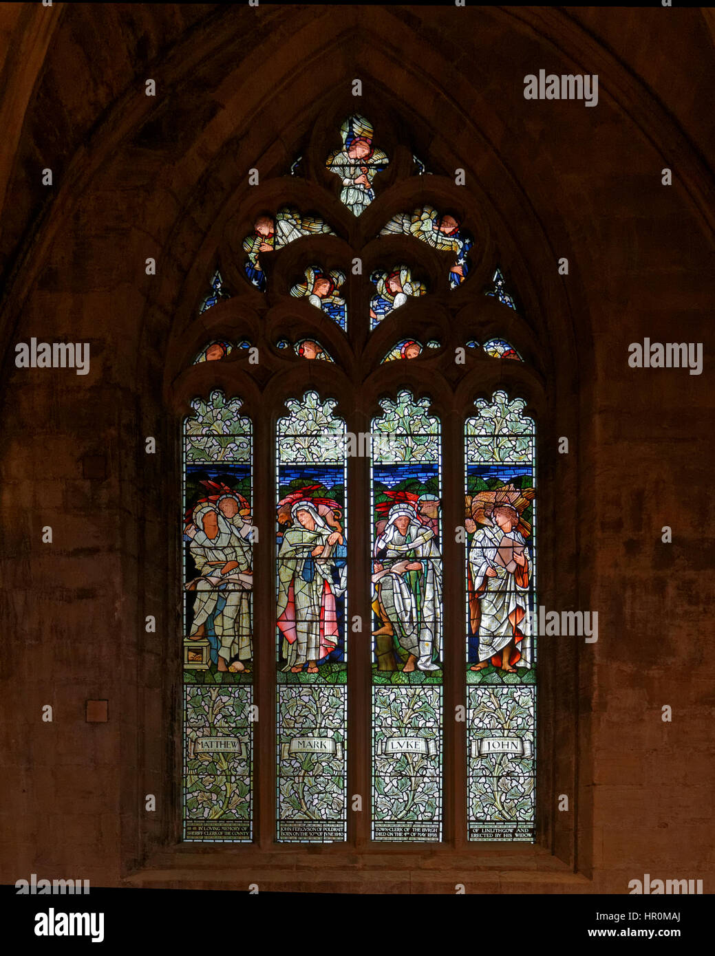 St Michael's Parish Church, vitrail de Linlithgow Banque D'Images