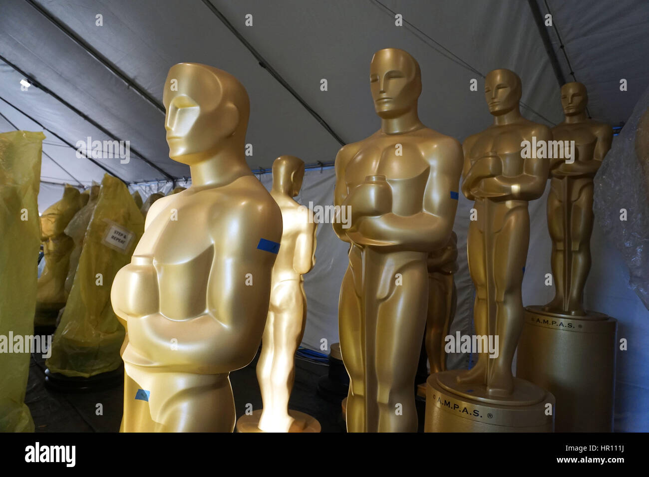 Un Oscars Statue en attente 001 au Dolby Theatre de Los Angeles. 23 et 24 février 2017 Banque D'Images