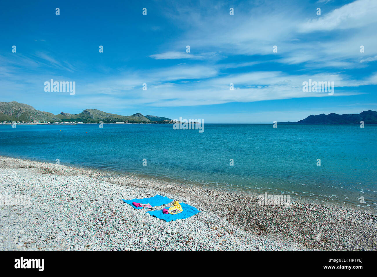 Plage de Port de Pollensa, Mallorca, Baleares, Espagne Banque D'Images