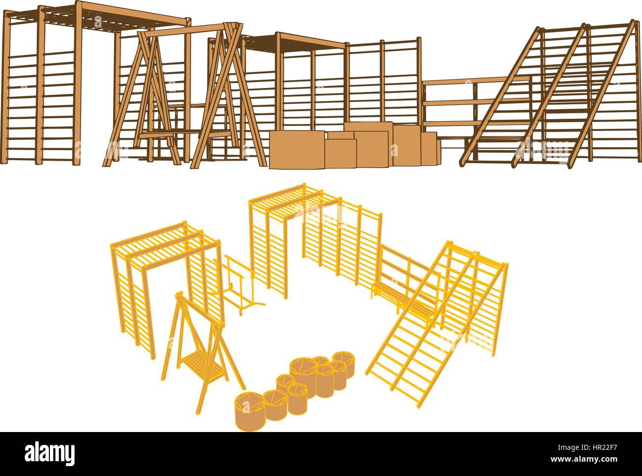 Cour de l'école. set isoler sur fond blanc Illustration de Vecteur