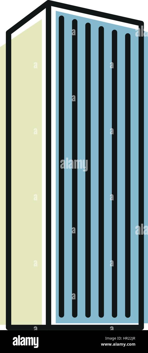 Couleur bleu isolé en gratte-ciel, l'icône de style lineart Élément de bâtiment architectural urbain illustration vectorielle. Illustration de Vecteur