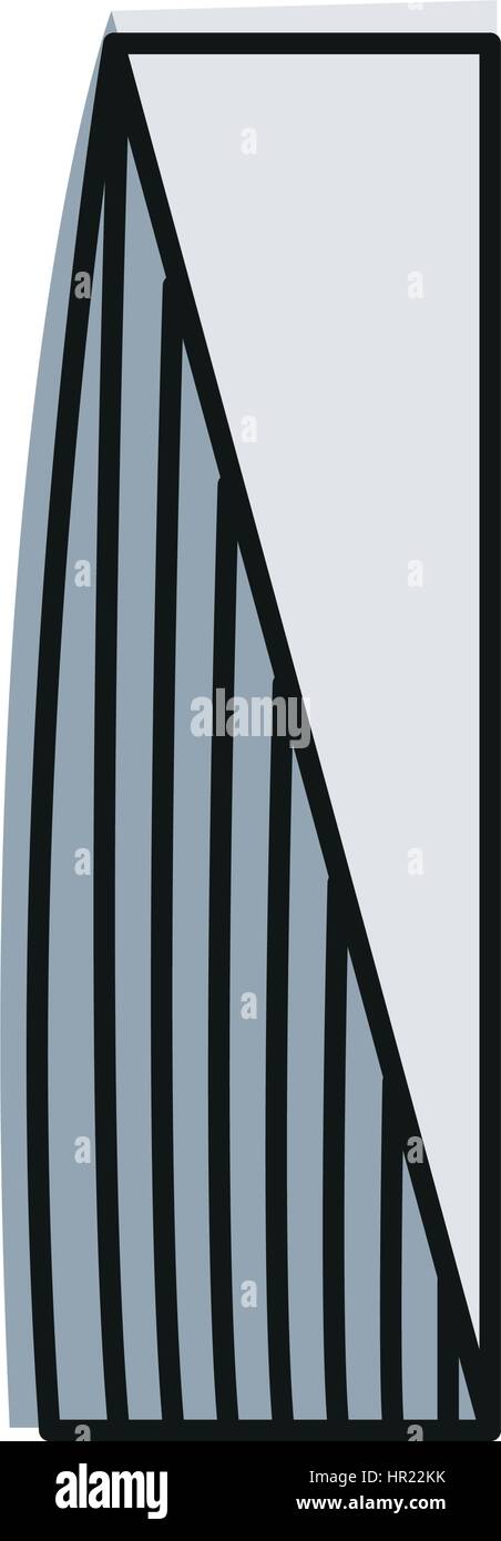 Couleur bleu isolé en gratte-ciel, l'icône de style lineart Élément de bâtiment architectural urbain illustration vectorielle. Illustration de Vecteur